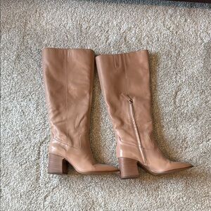 Tan Leather Knee-High Boots